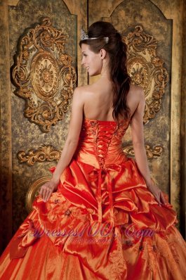 2011 Orange Pick-ups Strapless Ball Gown Quince Dress