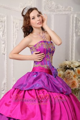 Colorful Layer and Appliques Quinceanera Ball Gown