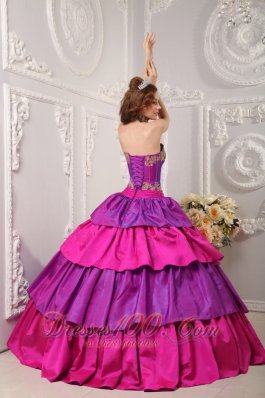 Colorful Layer and Appliques Quinceanera Ball Gown