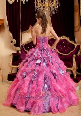 Discount Hot Pink Quinceanera Dress Sweetheart Ruffles