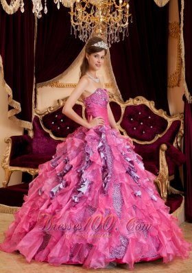 Discount Hot Pink Quinceanera Dress Sweetheart Ruffles