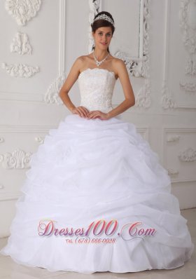 Princess White Quinceanera Dress Strapless Ball Gown