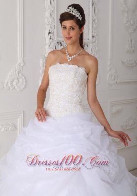 Princess White Quinceanera Dress Strapless Ball Gown