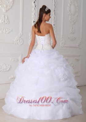 Princess White Quinceanera Dress Strapless Ball Gown