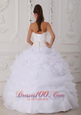 Princess White Quinceanera Dress Strapless Ball Gown