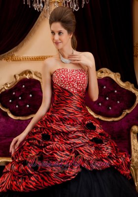 Sexy 2013 Red and Black Zebra Print Quinceanera Gown Dresses