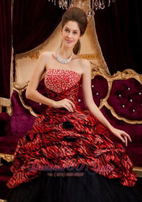 Sexy 2013 Red and Black Zebra Print Quinceanera Gown Dresses