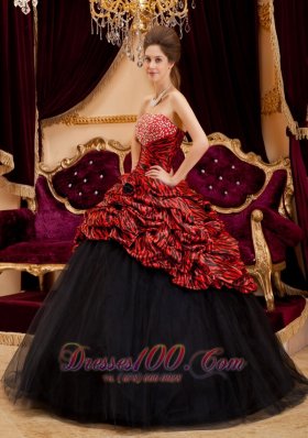 Sexy 2013 Red and Black Zebra Print Quinceanera Gown Dresses