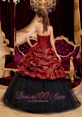 Sexy 2013 Red and Black Zebra Print Quinceanera Gown Dresses