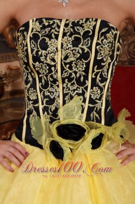 Beautiful Black and Yellow Sweet 15 Dress