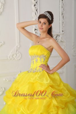 Yellow and Green Quinceaneras Dress Beading Decorate