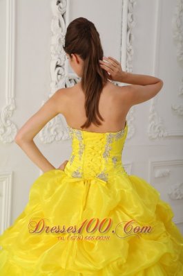 Yellow and Green Quinceaneras Dress Beading Decorate