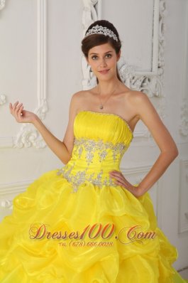 Yellow and Green Quinceaneras Dress Beading Decorate