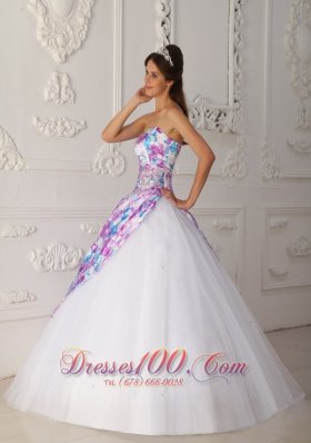 2013 Multi-color A-line Flower Print Quinceaneras Dress