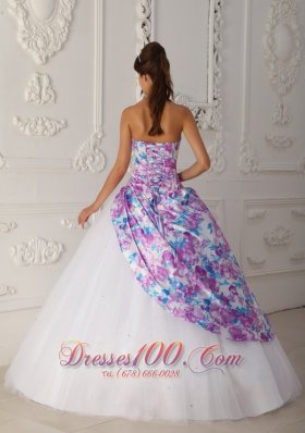 2013 Multi-color A-line Flower Print Quinceaneras Dress