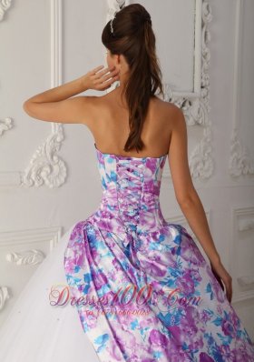 2013 Multi-color A-line Flower Print Quinceaneras Dress