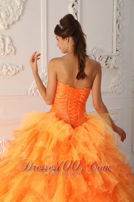 Lovely Light Orange Ruffles Sweet 15 Dresses Beading