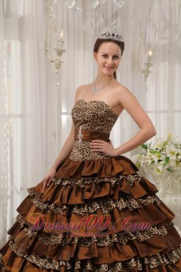 Modest Brown Quinceanera Dress Taffeta Ball Gown