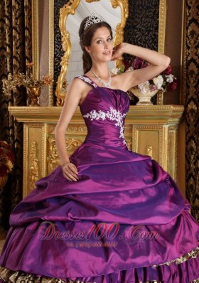 Zebra Print Purple One Shoulder Quinces Dresses Floor-length