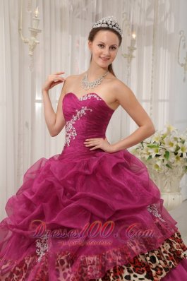 Sweet Sixteen Quinceanera Dresses Burgundy Zebra Decorate