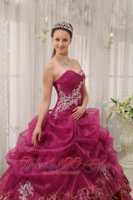 Sweet Sixteen Quinceanera Dresses Burgundy Zebra Decorate