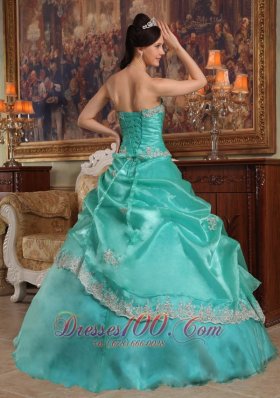 2012 Turquoise Quinceanera Dress STrapless Pick-ups