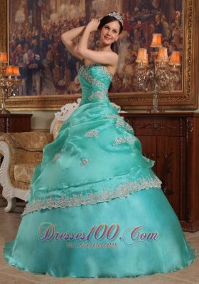 2012 Turquoise Quinceanera Dress STrapless Pick-ups