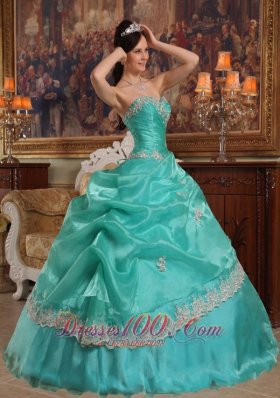 2012 Turquoise Quinceanera Dress STrapless Pick-ups