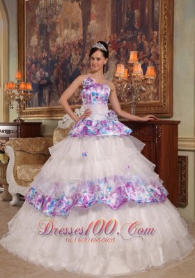 Elegant Quinceanera Dress Straps Floral Organza Printing