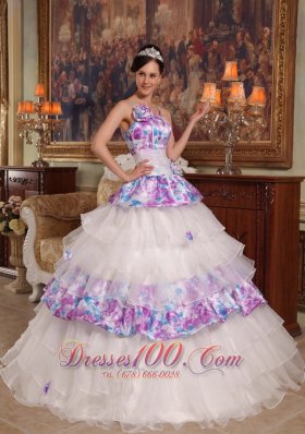 Elegant Quinceanera Dress Straps Floral Organza Printing