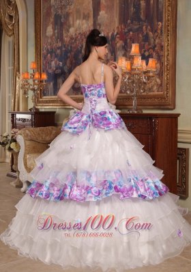 Elegant Quinceanera Dress Straps Floral Organza Printing