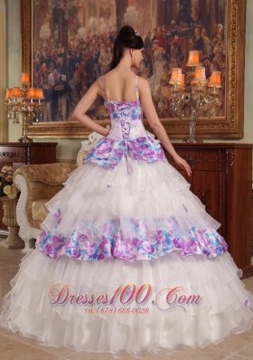 Elegant Quinceanera Dress Straps Floral Organza Printing