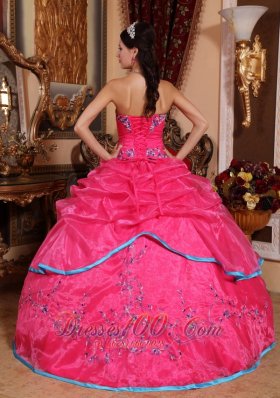 Rose Pink Quinceanera Dress Strapless Organza Appliques