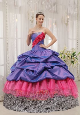 Exclusive Quinceanera Dress Taffeta Zebra Strapless Beading