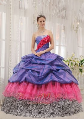 Exclusive Quinceanera Dress Taffeta Zebra Strapless Beading