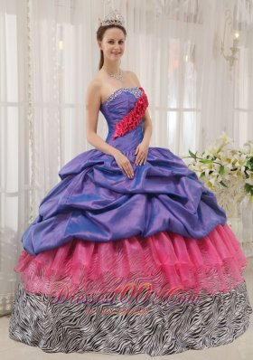 Exclusive Quinceanera Dress Taffeta Zebra Strapless Beading