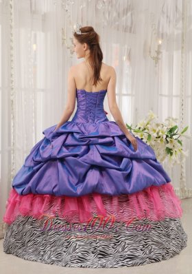 Exclusive Quinceanera Dress Taffeta Zebra Strapless Beading