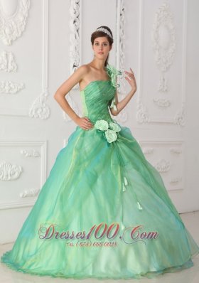 Trend Apple Green One Shoulder Organza Beading