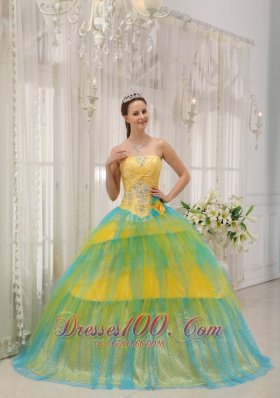 New Quinceanera Dress Strapless Tulle Beading Ruch