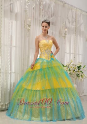 New Quinceanera Dress Strapless Tulle Beading Ruch