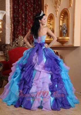 Sweetheart Organza Beading Appliques Quinceanera Dress