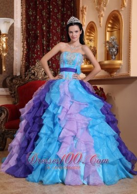 Sweetheart Organza Beading Appliques Quinceanera Dress