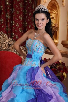 Sweetheart Organza Beading Appliques Quinceanera Dress