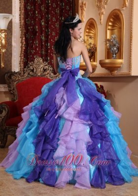 Sweetheart Organza Beading Appliques Quinceanera Dress