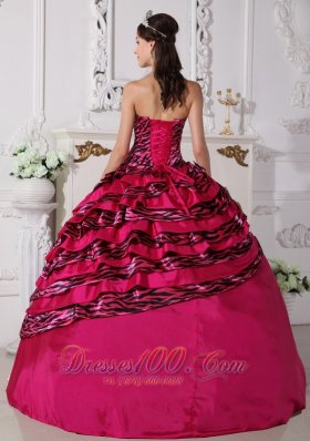 Hot Pink Trendy Quinceanera Dress Strapless Zebra Beading