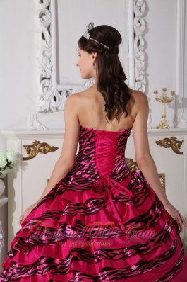 Hot Pink Trendy Quinceanera Dress Strapless Zebra Beading