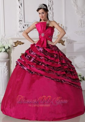 Hot Pink Trendy Quinceanera Dress Strapless Zebra Beading