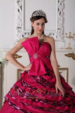 Hot Pink Trendy Quinceanera Dress Strapless Zebra Beading