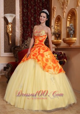 Yellow Quinceanera Dress Sweetheart Tulle Beading