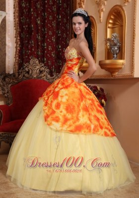 Yellow Quinceanera Dress Sweetheart Tulle Beading